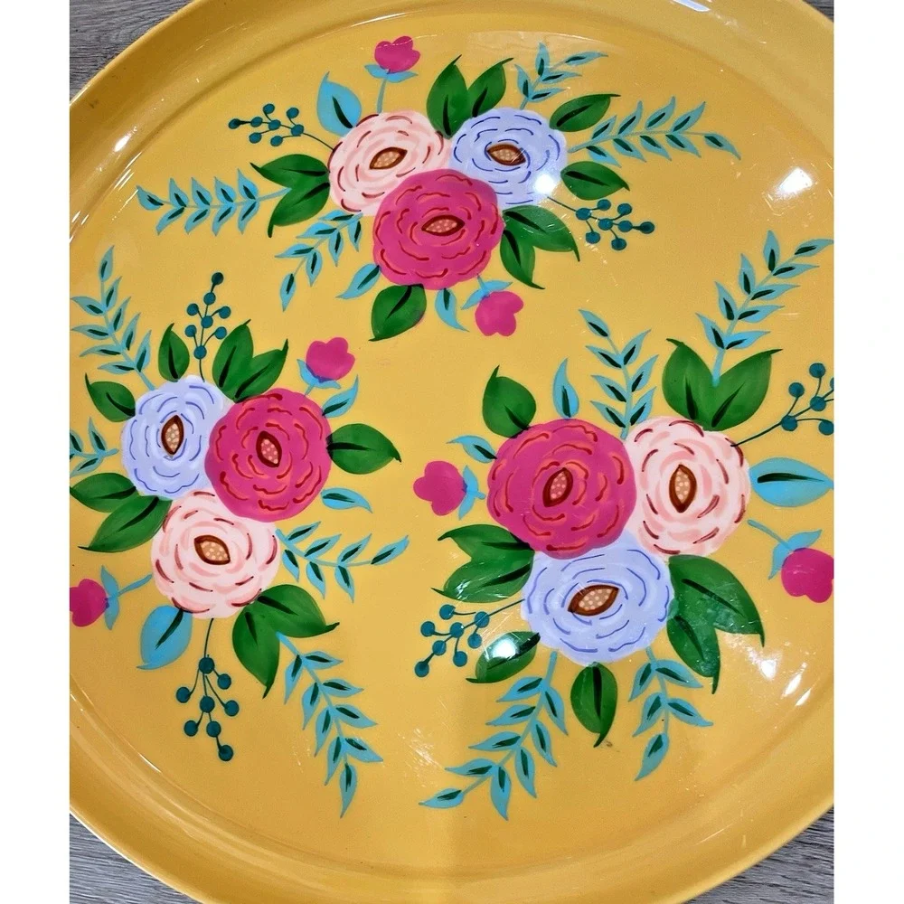 Hand Painted Metal Bright Yellow Flowers 15.5